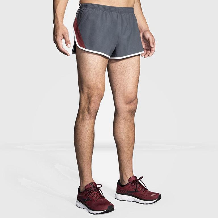 Brooks Go-To 2 Split Mens Running Shorts - Grey - Philippines (580714HZE)